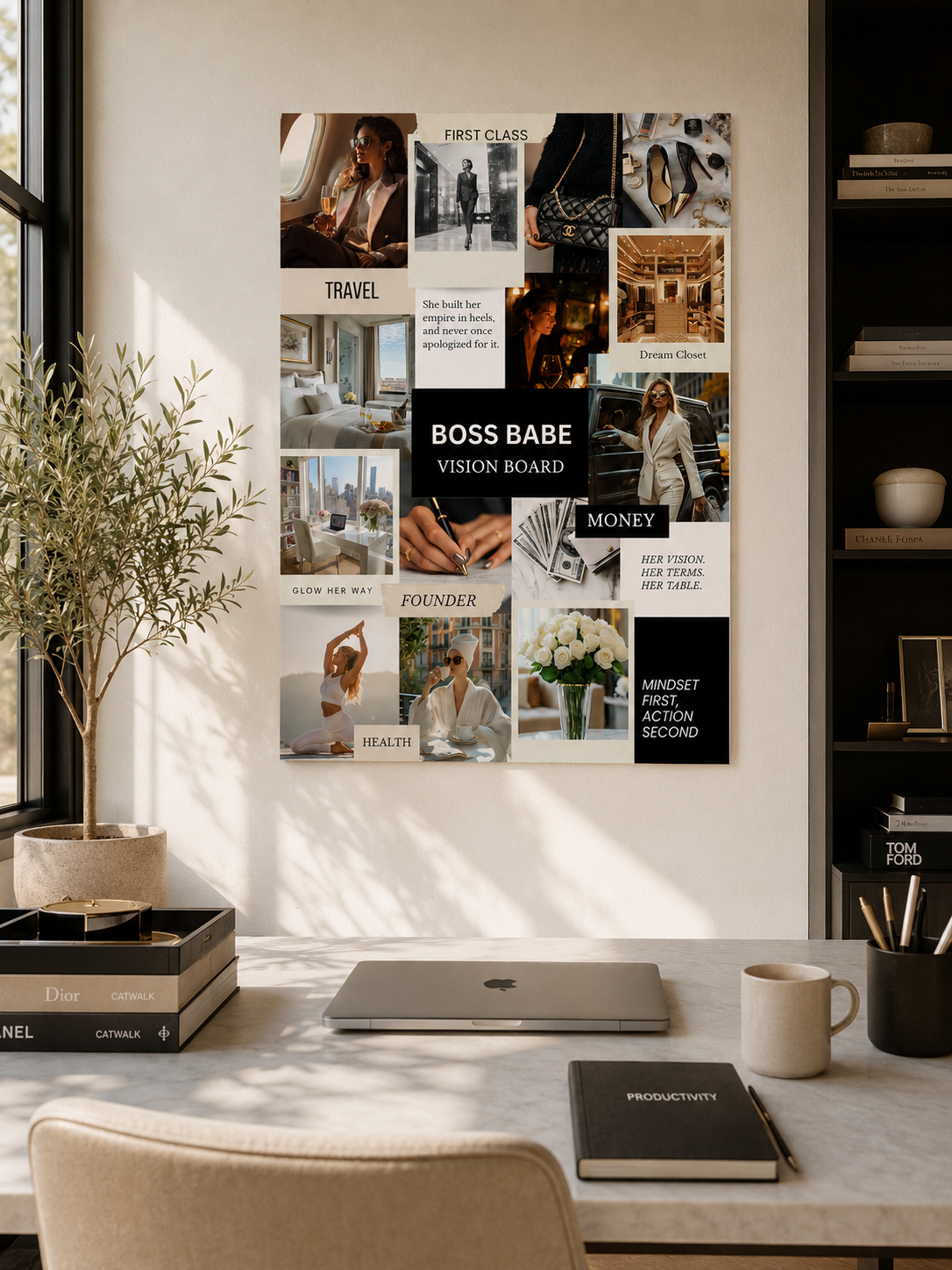Boss Babe Vision Board Poster | Motivational Wall Art, Home Office Decor