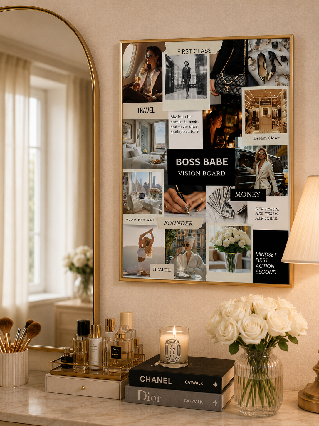 Boss Babe Vision Board Poster | Motivational Wall Art, Home Office Decor