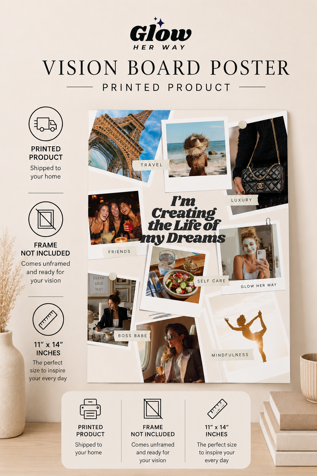 Dream Life Vision Board | Motivational Wall Art Print