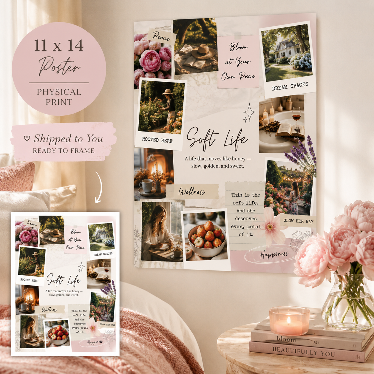 Soft Life Vision Board Print | Motivational Poster for Women