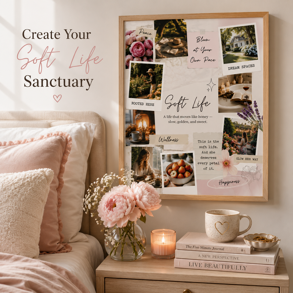 Soft Life Vision Board Print | Motivational Poster for Women