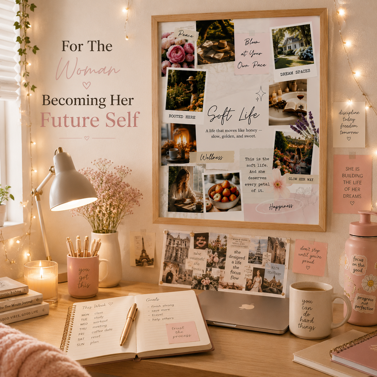 Soft Life Vision Board Print | Motivational Poster for Women