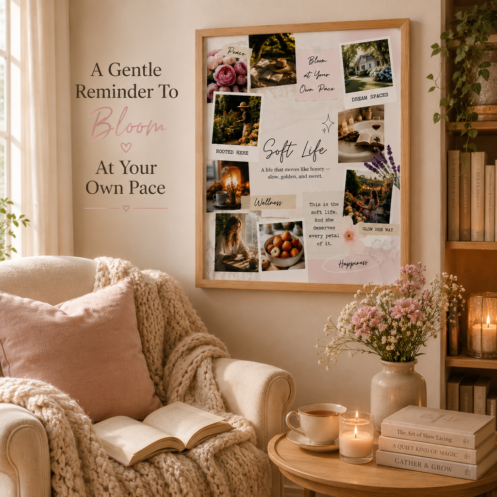 Soft Life Vision Board Print | Motivational Poster for Women