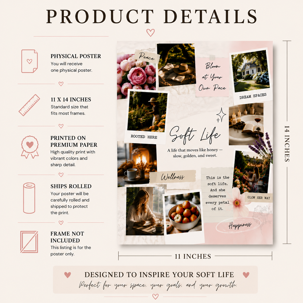 Soft Life Vision Board Print | Motivational Poster for Women