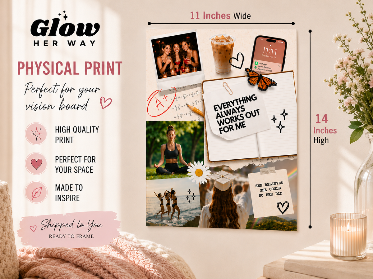 Dorm Art Vision Board | Motivational Poster for College Student