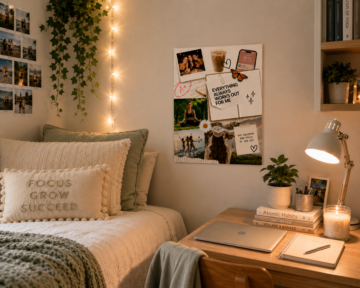 Dorm Art Vision Board | Motivational Poster for College Student