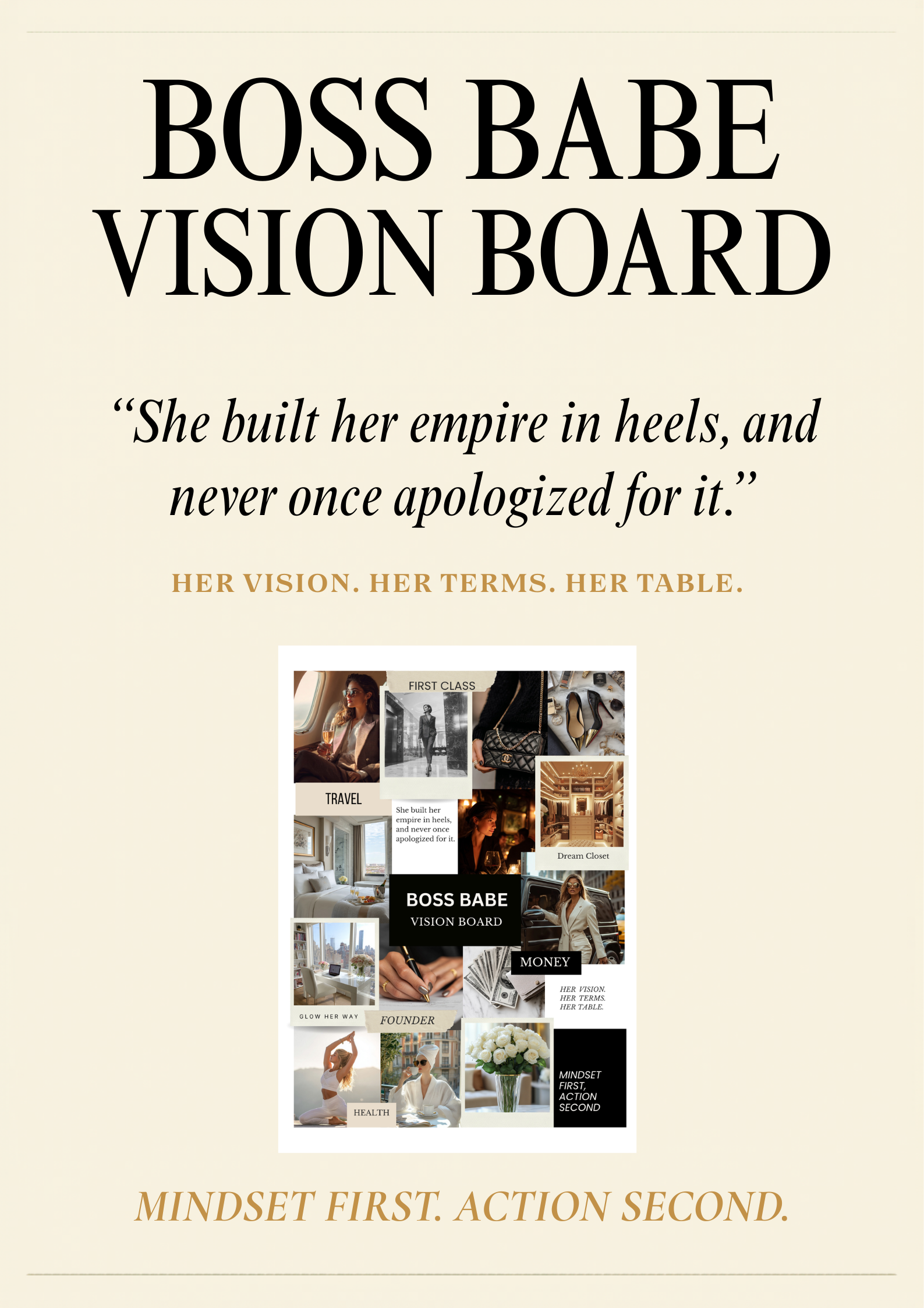 Boss Babe Vision Board Poster | Motivational Wall Art, Home Office Decor